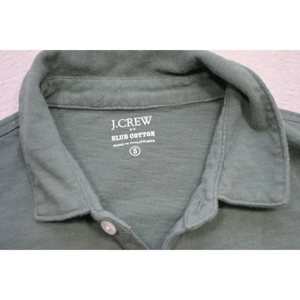 J Crew Casual‎ Polo Shirt Short Sleeve Green Slub Cotton Mens Size Small